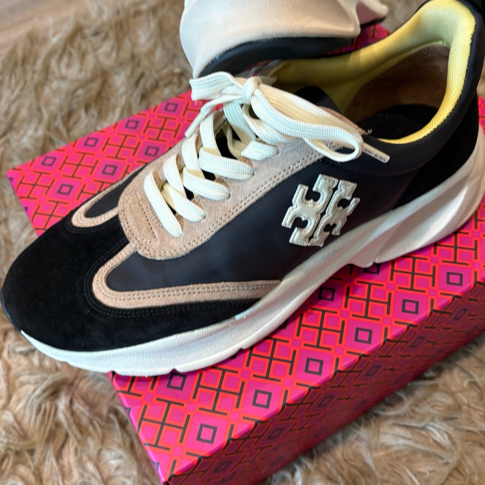 Tory Burch Black and Cream Women's Sneakers - Picture 2 of 8